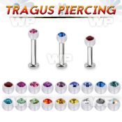 tlbajb3 316l steel tragus labret 16g w a 3mm bio flex jewel ball