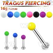 tlbsab25 316l steel tragus labret 16g w a 2.5mm solid color ball 