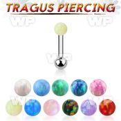 trg32 steel tragus piercing w 3mm synthetic opal top ball