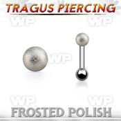 trg34 316l steel tragus piercing w 3mm frosted steel top ball