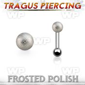 trg35 316l steel tragus piercing w 4mm frosted steel top ball