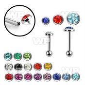 trgfrc steel tragus barbell w flat top part w multi crystals