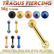 trgt34 pvd plated steel tragus piercing 3mm frosted steel ball