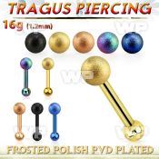 trgt35 pvd plated steel tragus piercing 4mm frosted steel ball