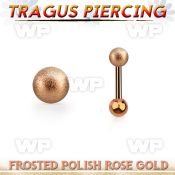 trgtt34 rose gold steel tragus piercing 3mm frosted steel ball