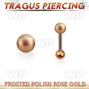 trgtt35 rose gold steel tragus piercing 4mm frosted steel ball
