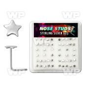 u337a4f box w silver 925 l shaped nose studs 3mm plain silver sta nose piercing