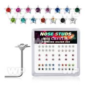 u337a4fj box w silver 925 l shaped nose studs 3mm plain silver sta nose piercing