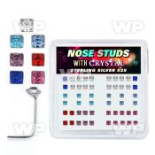 u33v4f box w silver 925 l shaped nose studs square shaped crysta nose piercing