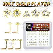 u34fjl6i 18kt gold finish silver nose pins various flower 52