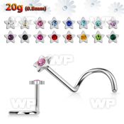 u363r6 surgical steel nose screw spirals 0 8mm star shaped top nose piercing