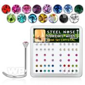 u364fj box w 316l steel nose screw spirals 1mm 2 round tops pre nose piercing