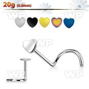 u36xa ion plated 316 steel nose screw w heart top center crystal