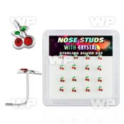 u36xey box w of silver 925 l shaped nose studs 1 4mm red crystal nose piercing