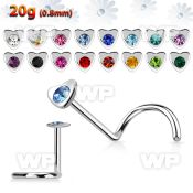 u36xr6 surgical steel nose screw spirals 0 8mm heart shaped top nose piercing
