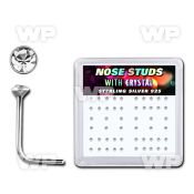 u3a14f6 box w silver 925 l shaped nose studs 1 5mm clear crystal nose piercing
