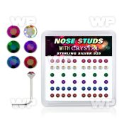 u3a1f74j box w silver 925 l shaped nose studs 1 5mm round ab cryst nose piercing