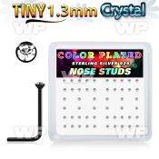 u3a4yf6 box of black plated silver 925 l shaped nose studs tiny nose piercing