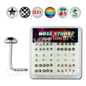 u3bifz box w silver 925 l shaped nose studs various logo designs nose piercing