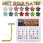 u3db4f3i 18k gold finish silver nose pins assorted color