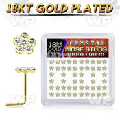 u3db4f6i 18kt gold finish silver nose pins flower 52