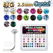 u3e9jf box w silver 925 l shaped nose studs big 2 5mm crystal nose piercing