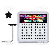 u3f372 box w silver 925 l shaped nose studs 2 3mm black plated nose piercing