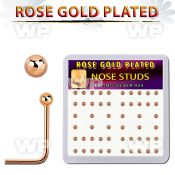 u3fa34k box w silver 925 l shaped nose studs real rose gold plate 