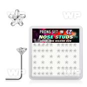 u3g436 box w silver 925 l shaped nose studs 3mm star shaped clea nose piercing