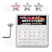 u3g43j box w silver 925 l shaped nose studs 3mm star shaped pron nose piercing