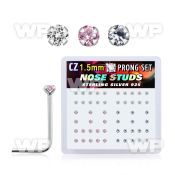 u3g4j box w silver 925 l shaped nose studs round prong set cz nose piercing