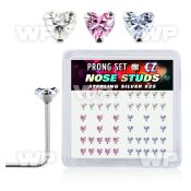 u3g4xj box w silver 925 l shaped nose studs 3mm heart shaped pro nose piercing