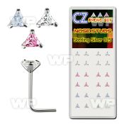 u3graj box w silver 925 l shaped nose studs 3mm triangle shaped nose piercing