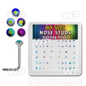 u3j74j box w silver 925 l shaped nose studs 1 4mm 1 5mm 1 8m nose piercing