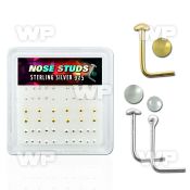 u3jfe box w silver 925 l shaped nose studs an of 1 5mm ball sha nose piercing