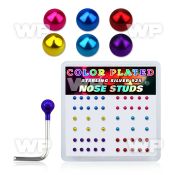 u3jr4fk box w silver 925 l shaped nose studs 2mm mixed color plat nose piercing