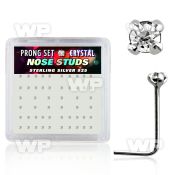 u3m46 box w silver 925 l shaped nose studs 1 5mm round clear nose piercing