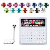 u3m4j box w silver 925 l shaped nose studs 1 5mm round prong nose piercing