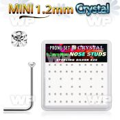 u3ms6f box silver nose studs w 1.2mm clear prong set crystals