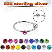 u3pyj9 silver 925 nose ring 1 5mm round color crystals outer nose piercing