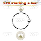 u3pymaz silver 925 hoop nose ring silver top pearl ball 3mm out nose piercing
