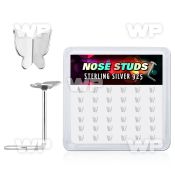 u3q4rdzy display box 36 pcs of silver 925 l shaped nose studs plai nose piercing