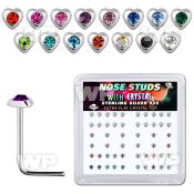 u3xa4fj box w silver 925 l shaped nose studs 1 5mm heart shaped nose piercing