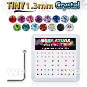 u3yjf box w silver 925 l shaped nose studs tiny 1 25mm crystal nose piercing