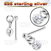 u41qje 925 silver nose pin ball dangling crystal