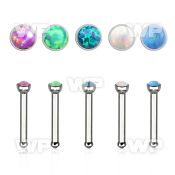 u435m 316l steel nose bone w 1 5mm round synthetic opal top nose piercing