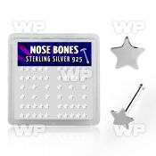 u437a4f box w silver 925 nose bone 3mm plain silver star shaped nose piercing