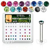 u43fj box w 316l steel nose bone 1mm 2mm round crystal tops nose piercing