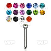 u43kp surgical steel nose bone 0 8mm 2mm round crystal top nose piercing