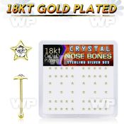 u43rf6i 18k gold plated silver nose bones with clear star